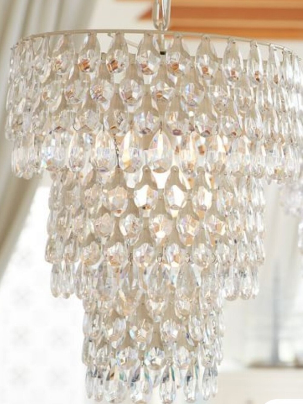 Pottery Barn Kids Arylic Teardrop Chandelier Pendant Light - White